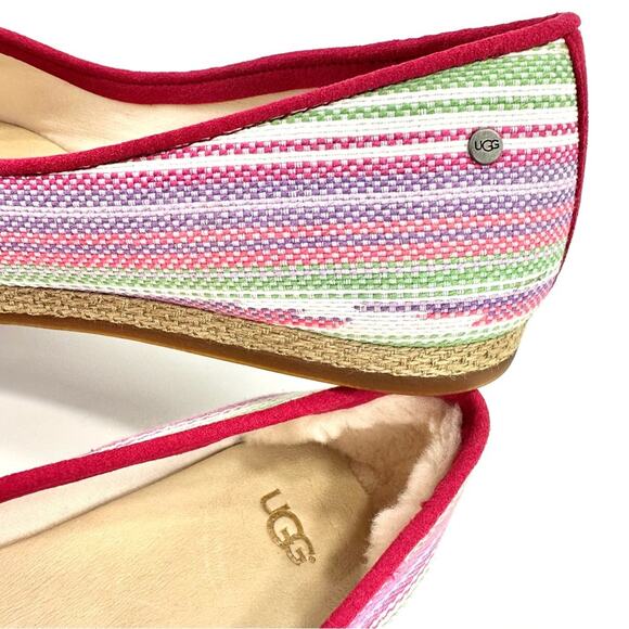 Ugg Marleigh Open Toe Flats Sz 9 Pink/Multi Serape/Canva Espadrille Platform New - Picture 6 of 16